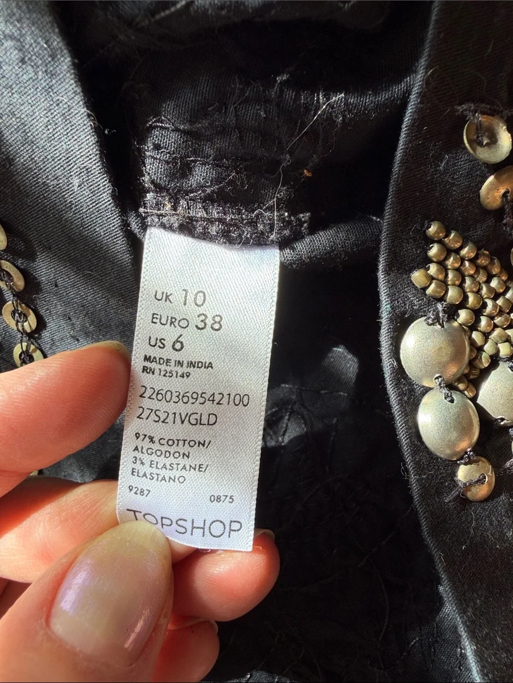 Topshop y2k nyc mini skirt with allover embellishments rock & roll boho